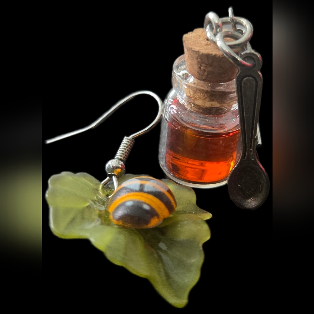Leaf and Bee Earrings